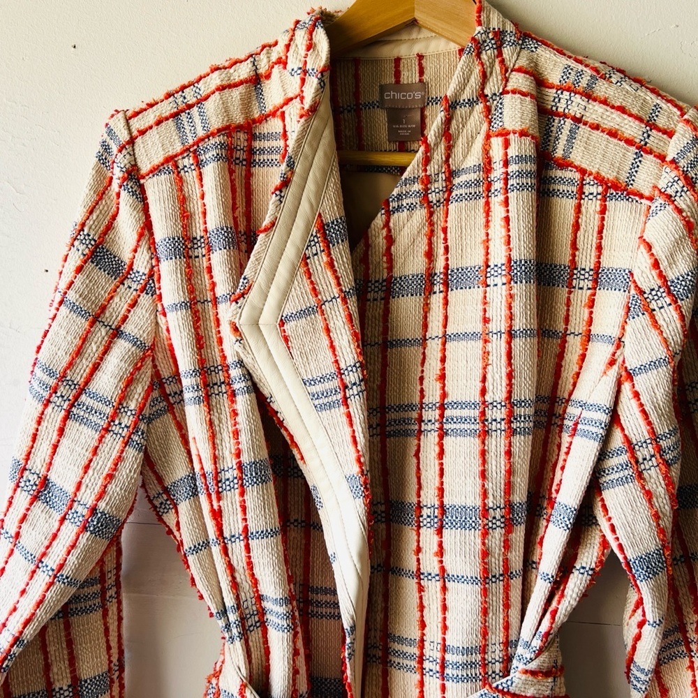 Chico’s Novelty Tweed Fusion Blazer Sz 1 (8/10) - Picture 3 of 6